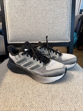 adidas Black and White Knit Athletic Running Shoes